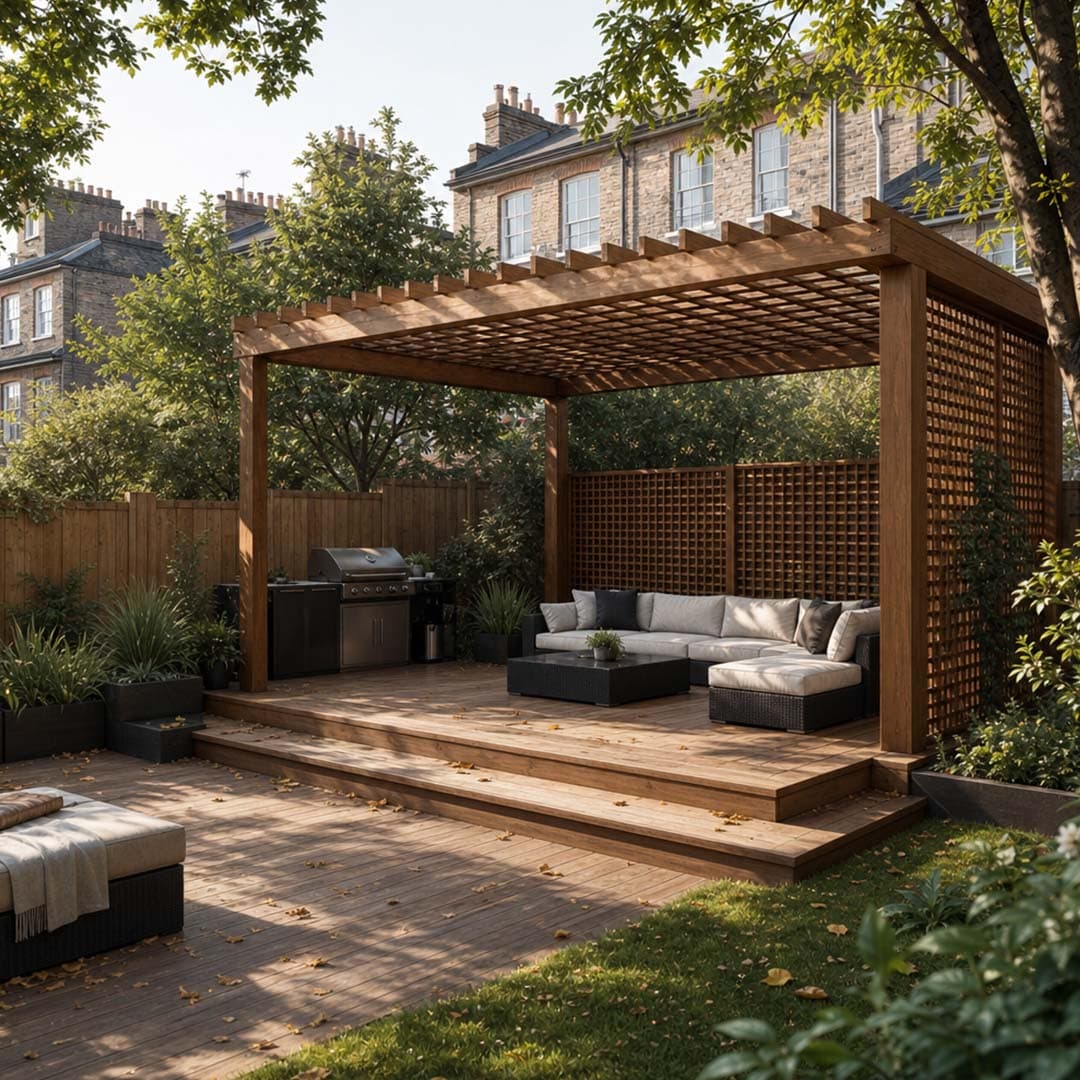 Luxury Composite Decking with Pergola & Hot Tub